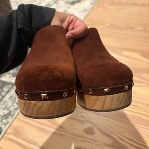 Steve Madden Brown Suede Mules with Gold Studs